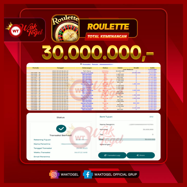 BUKTI PEMBAYARAN ROULETTE WAKTOGEL