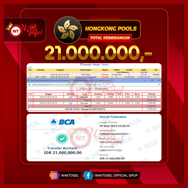 BUKTI PEMBAYARAN HONGKONG WAKTOGEL