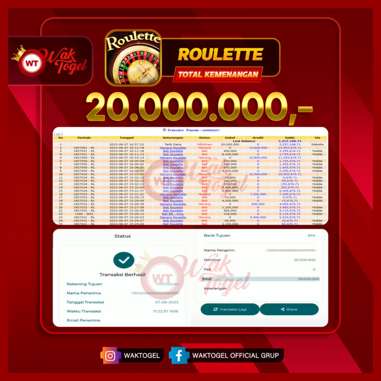 BUKTI PEMBAYARAN ROULETTE WAKTOGEL