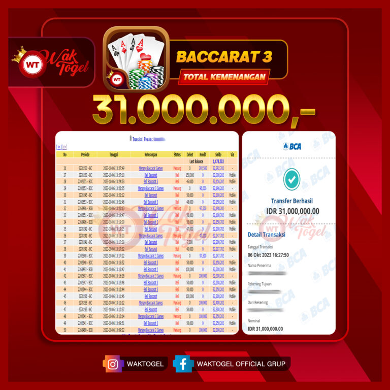 BUKTI PEMBAYARAN BACCARAT WAKTOGEL