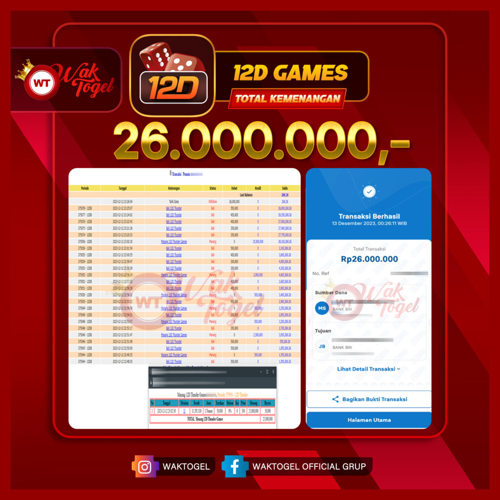 BUKTI PEMBAYARAN 12D THUNDER GAMES WAKTOGEL