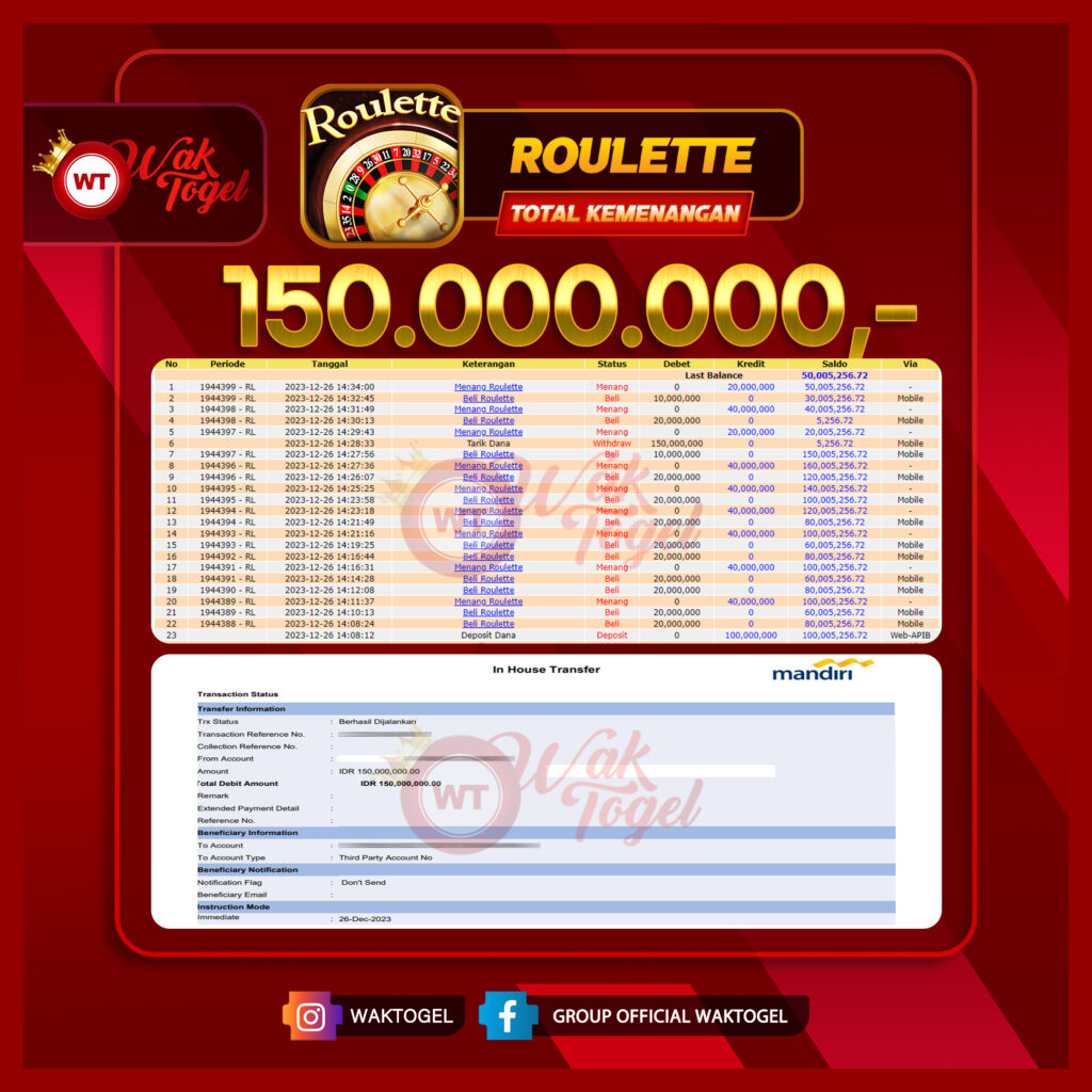 BUKTI PEMBAYARAN ROULETTE WAKTOGEL