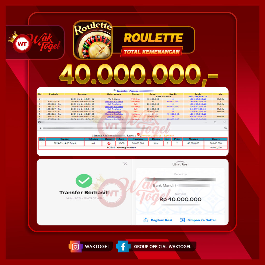 BUKTI PEMBAYARAN ROULETTE WAKTOGEL