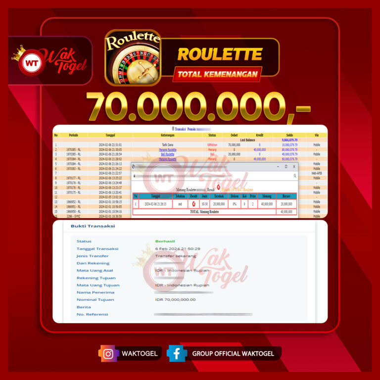 BUKTI PEMBAYARAN ROULETTE WAKTOGEL