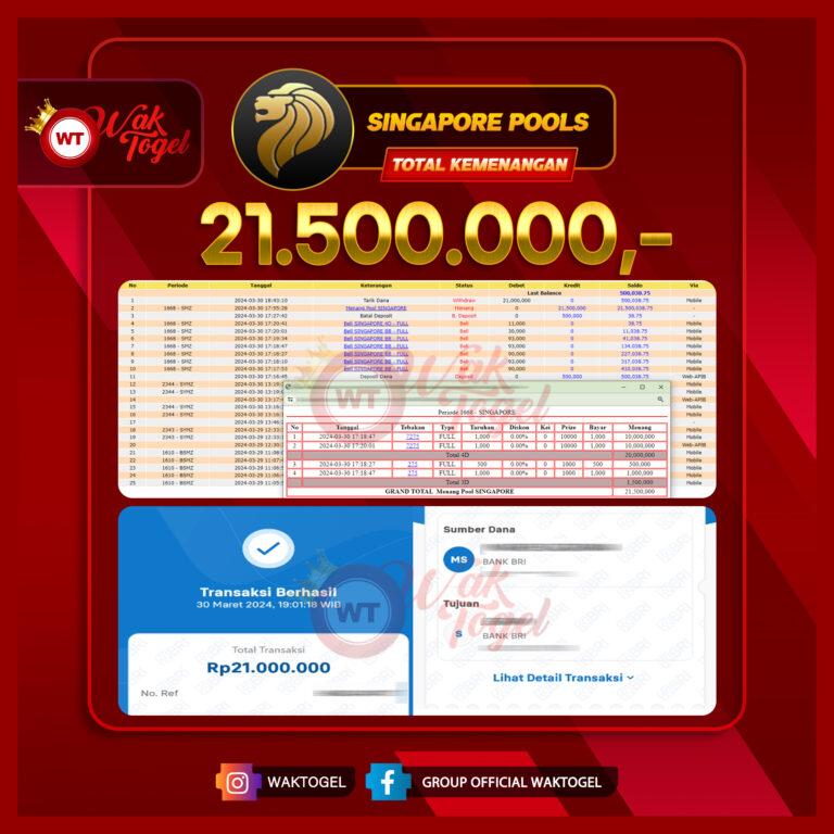 BUKTI PEMBAYARAN SINGAPORE WAKTOGEL