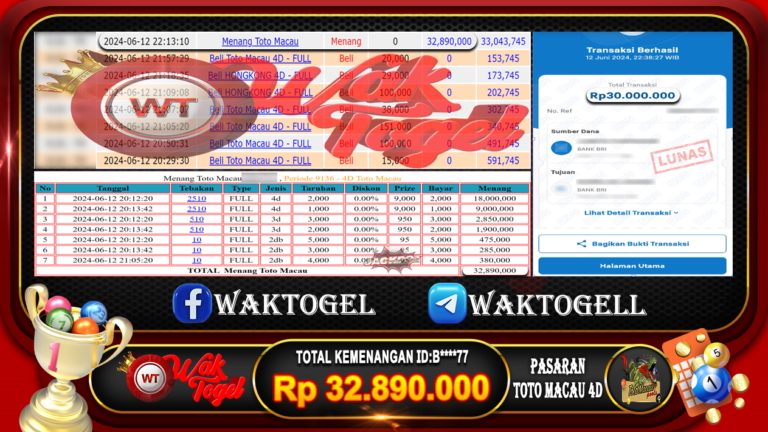 BUKTI PEMBAYARAN TOTO MACAU 4D  WAKTOGEL