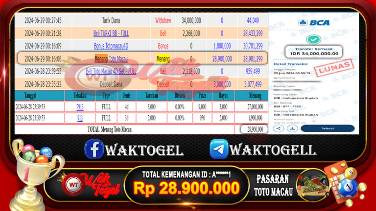 BUKTI PEMBAYARAN TOTO MACAU 4D WAKTOGEL