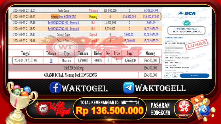 BUKTI PEMBAYARAN HONGKONG WAKTOGEL