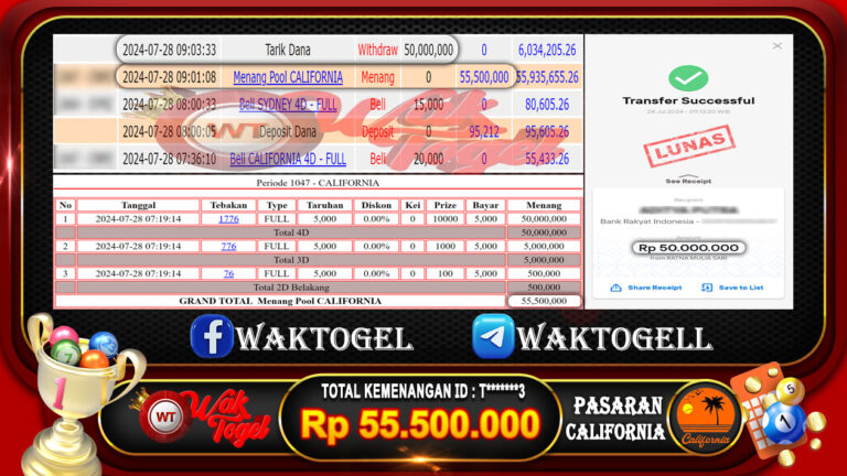 BUKTI PEMBAYARAN CALIFORNIA WAKTOGEL