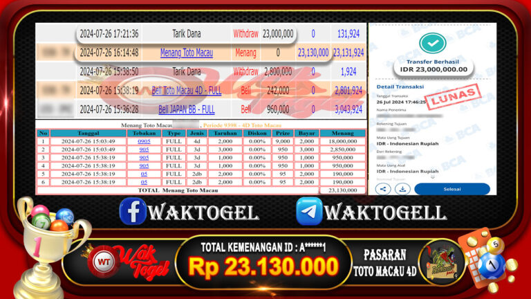 BUKTI PEMBAYARAN TOTO MACAU 4D WAKTOGEL