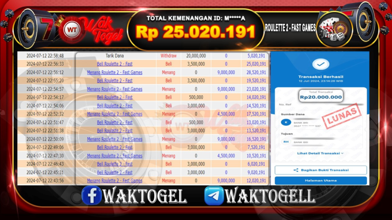 BUKTI PEMBAYARAN ROULETTE 2 – FAST WAKTOGEL