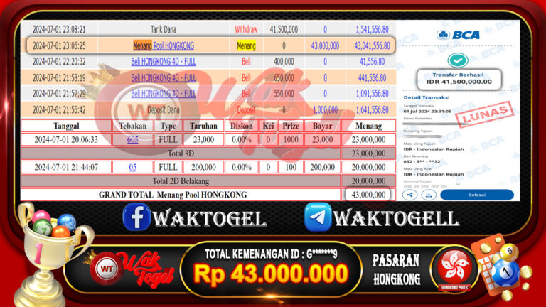 BUKTI PEMBAYARAN HONGKONG WAKTOGEL