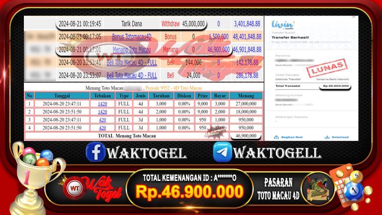 BUKTI PEMBAYARAN TOTO MACAU 4D WAKTOGEL