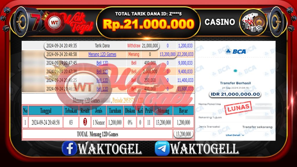 BUKTI PEMBAYARAN CASINO WAKTOGEL