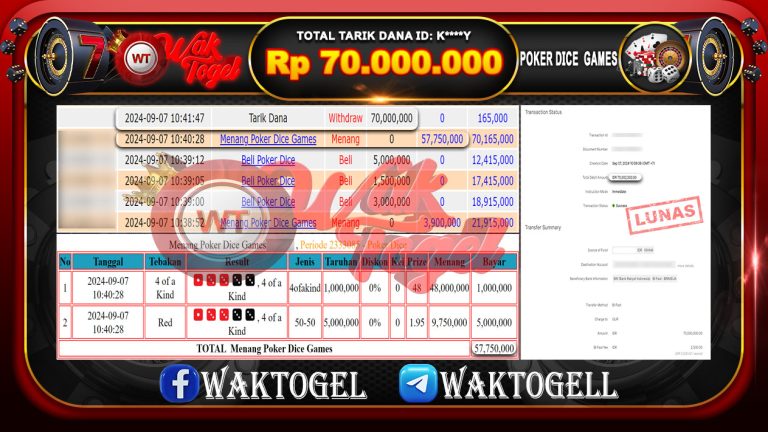 BUKTI PEMBAYARAN POKER DICE GAMES WAKTOGEL