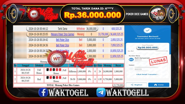 BUKTI PEMBAYARAN POKER DICE GAMES WAKTOGEL