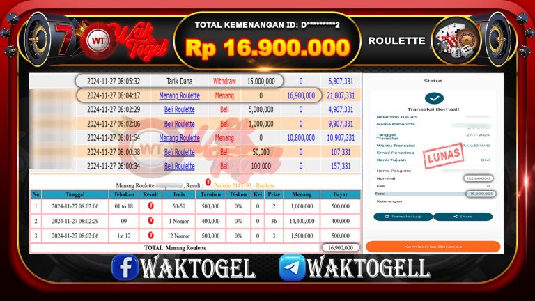 BUKTI PEMBAYARAN ROULETTE  WAKTOGEL