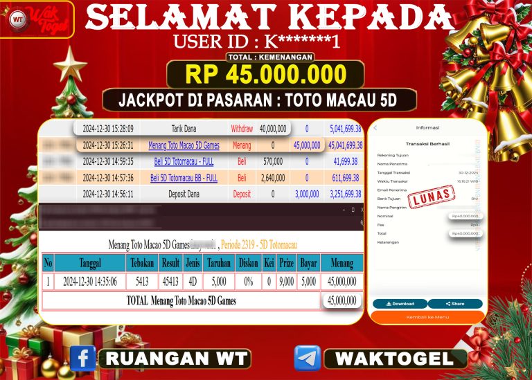 BUKTI PEMBAYARAN TOTO MACAU 5D WAKTOGEL