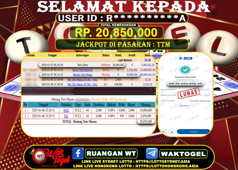 BUKTI PEMBAYARAN TOTO MACAU 4D WAKTOGEL